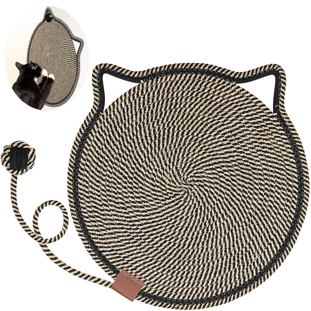Cat Scratcher Mat, Natural Cotton Rope Cat Scratch Pad, 15.7'' Round Horizontal Floor Cat Scratching Pads for Indoor Cats, Cat Furniture Protector for Wall, Couch, Carpets, Sofas