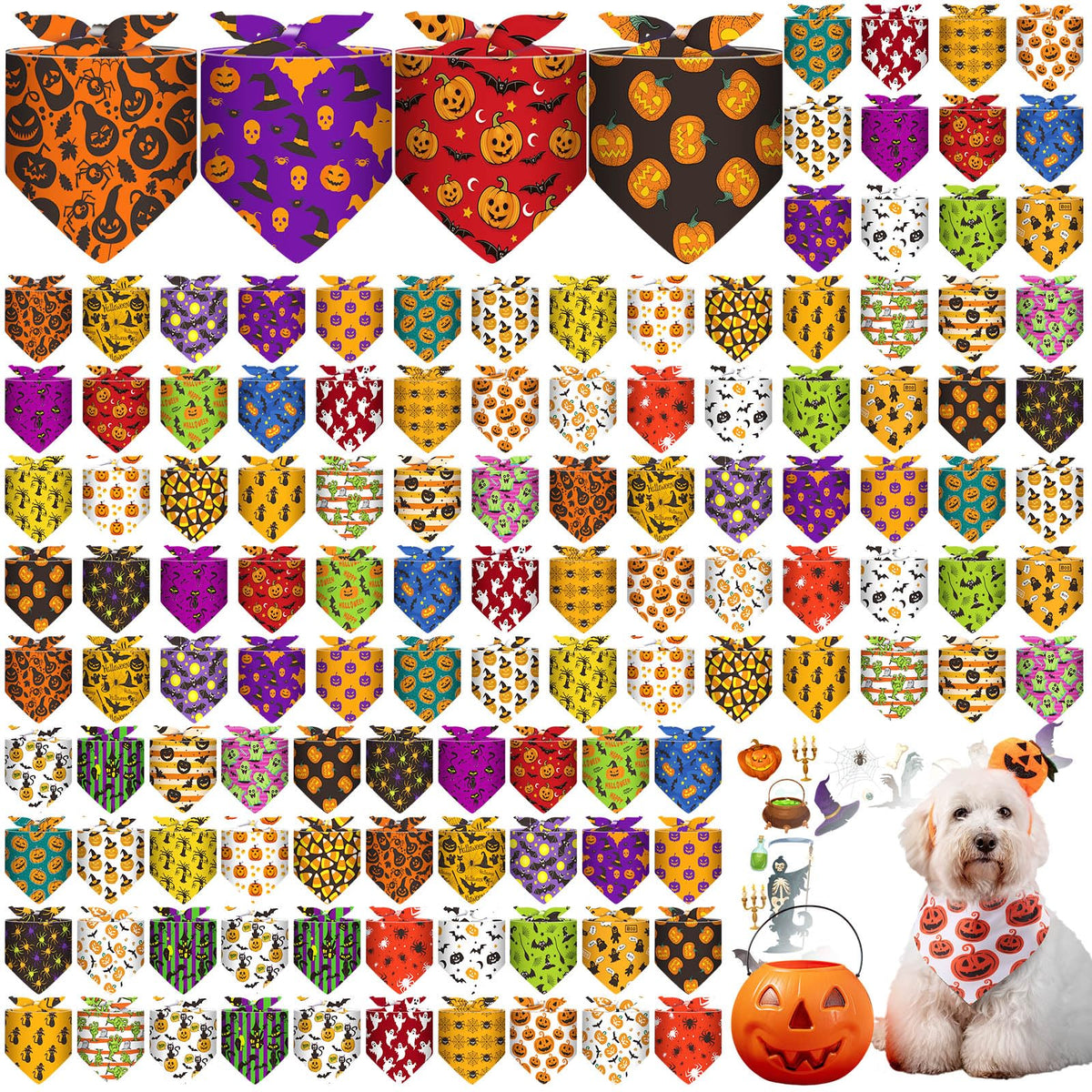 Sanwuta 120 Pcs Easter Dog Bandanas Bulk Rabbits Patterns Bandanas for Dogs Easter Eggs Adjustable Washable Pet Triangle Scarf for Small and Medium Dogs, 30 Styles