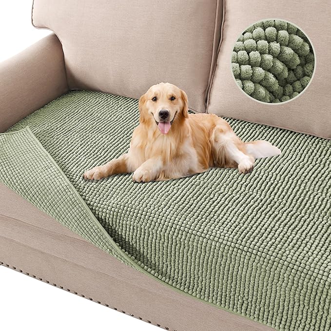 H.VERSAILTEX Plush Chenille Dog Bed Cover Thick Soft Sofa Cover for 3 Cushion Couch Anti Slip Couch Cover Furniture Protector for Dog, Pet, Cat (35" x 82"