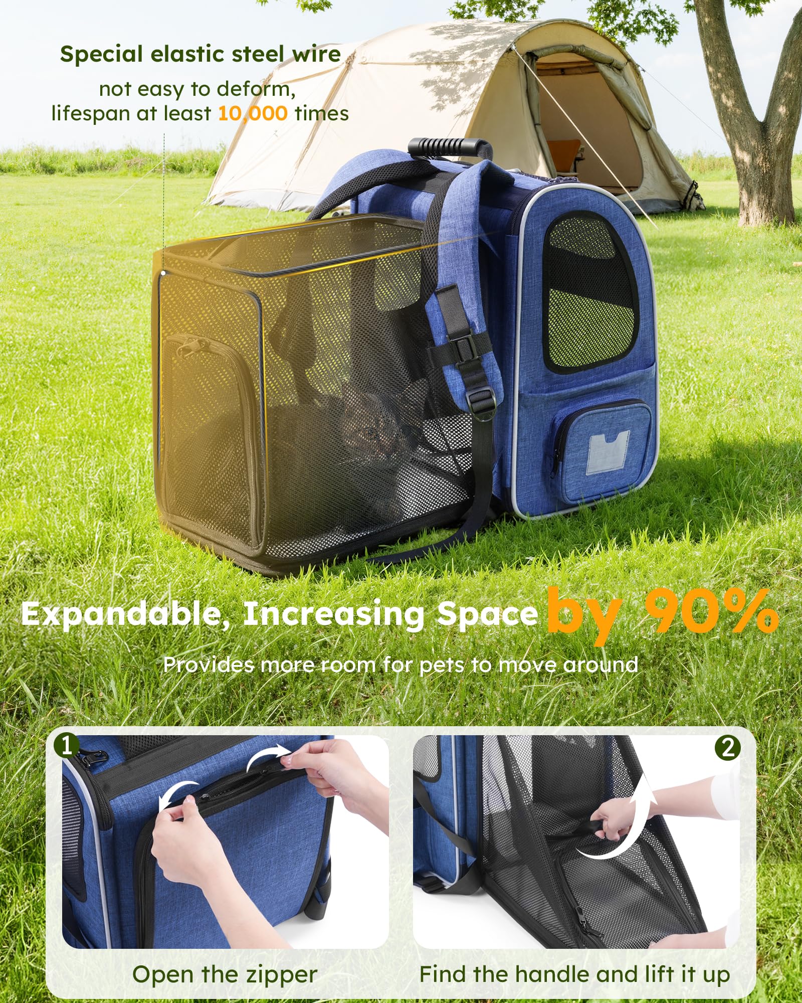 pecute Cat Backpack Visiable, Cat Carrier Expandable with Acrylic Window