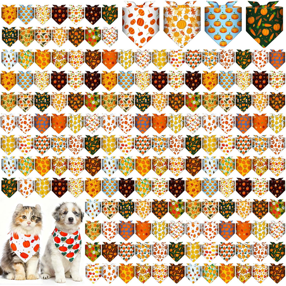 Aliceset 180 Pcs Fall Dog Bandanas Bulk Thanksgiving Bandana for Dog