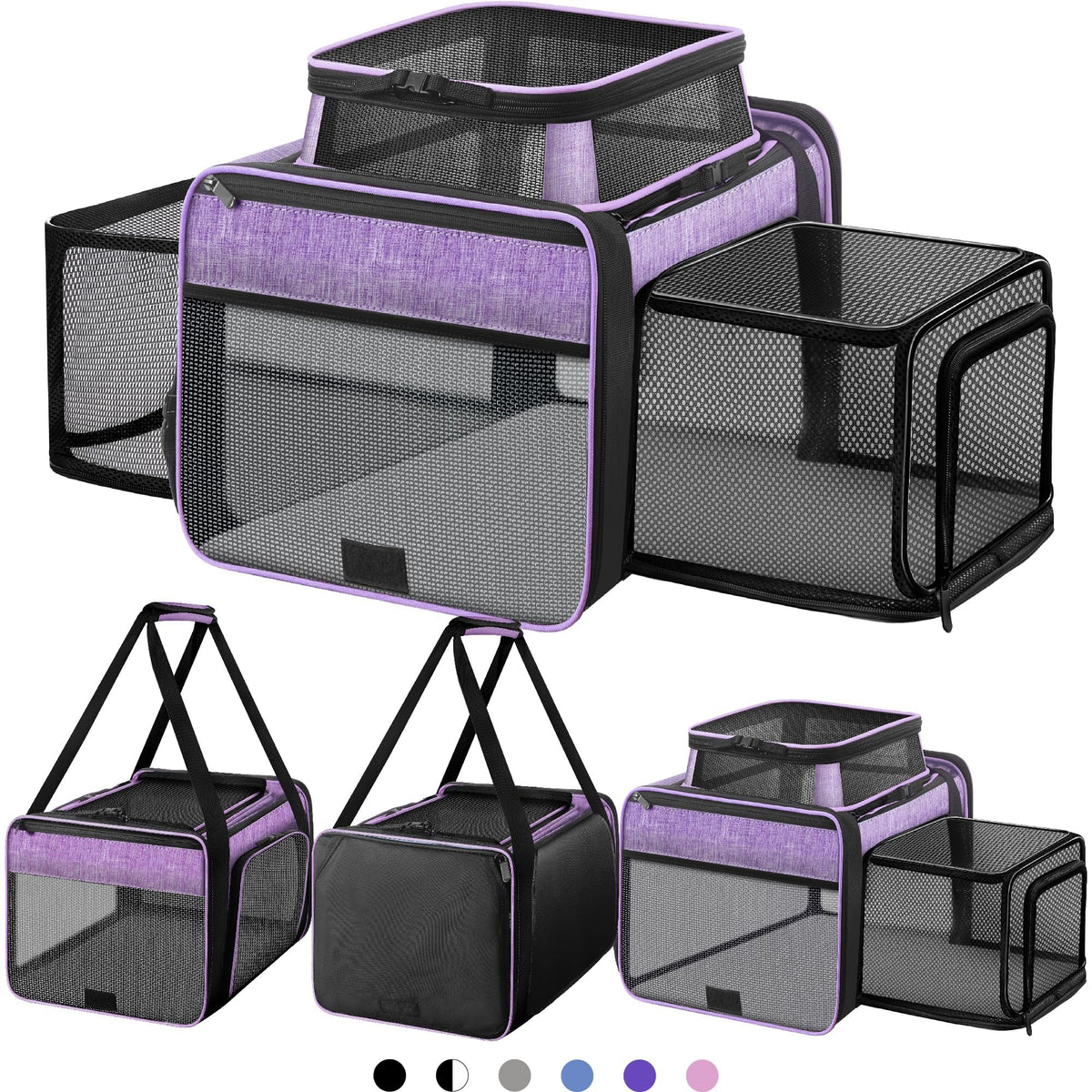 Top and 2 Sides Expandable Cat Carrier 18x11x11 TSA Airline Approved