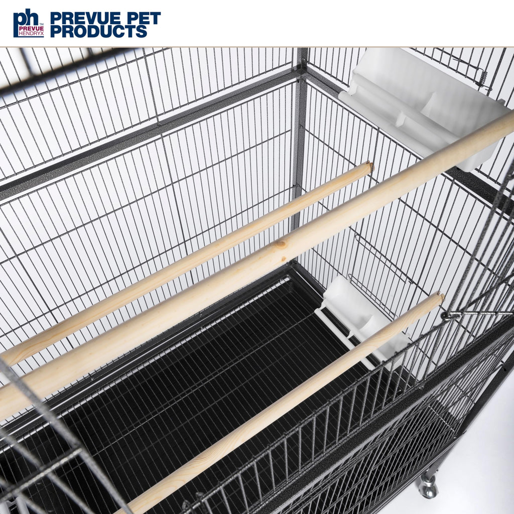 Prevue Pet Products Wrought Iron Flight Cage with Stand, Large Birdcage for Pets, Metal Cage Standing Birdcage, Black Hammertone Finish