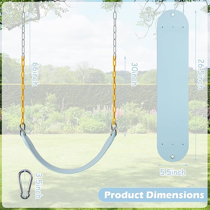Sunnyglade 8PCS Swings Seats Heavy Duty 66" Chain Support 250lb Pastel Blue