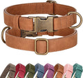Didog Soft PU Leather Dog Collar, Stylish Quick Released Dog Collar for Large Dogs, Easy Clean Adjustable Pet Collar for Daily Walking, Light Brown, L Fit 16-22" Neck