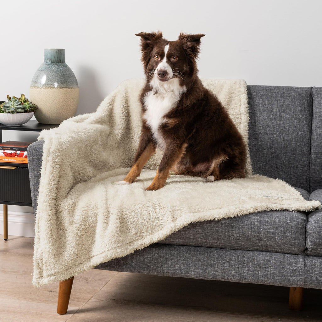 PetAmi Fluffy Sherpa Waterproof Dog Blanket for Small Pet Cat, 24x32 Beige
