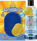 Bodhi Dog Shampoo Brush & Oatmeal Shampoo and Conditioner Bundle - Soothes and Moisturizes Dry, Itchy Skin - Bath Bundle for Shower, Showerhead, Sprayer & Bathing