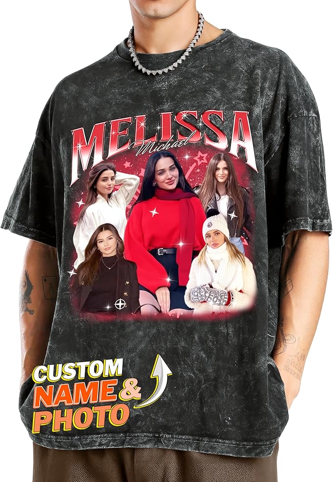 Tehg & Tuhg Custom T Shirts with Picture, Vintage Bootleg Rap Tee, Boyfriend Girlfriend, Unique Gift for Birthday Anniversary