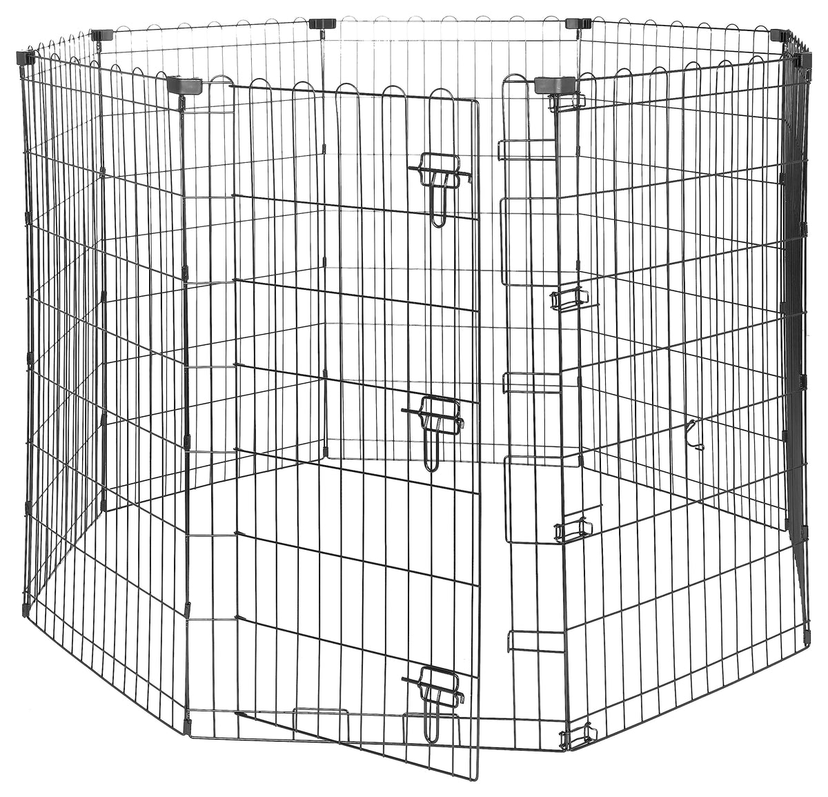 Foldable Octagonal Metal Exercise Dog Playpen, Indoor/Outdoor, No Door, 8 Panels, 24 x 48 Inches, Rust-Resistant, X-Large, Black