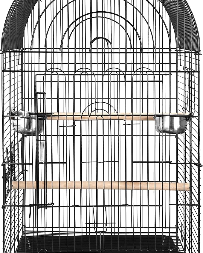 SUPER DEAL 64'' Rolling Bird Cage Large Wrought Iron Cage for Cockatiel Sun Conure Parakeet Finch Budgie Lovebird Canary Medium Pet House with Rolling Stand & Storage Shelf