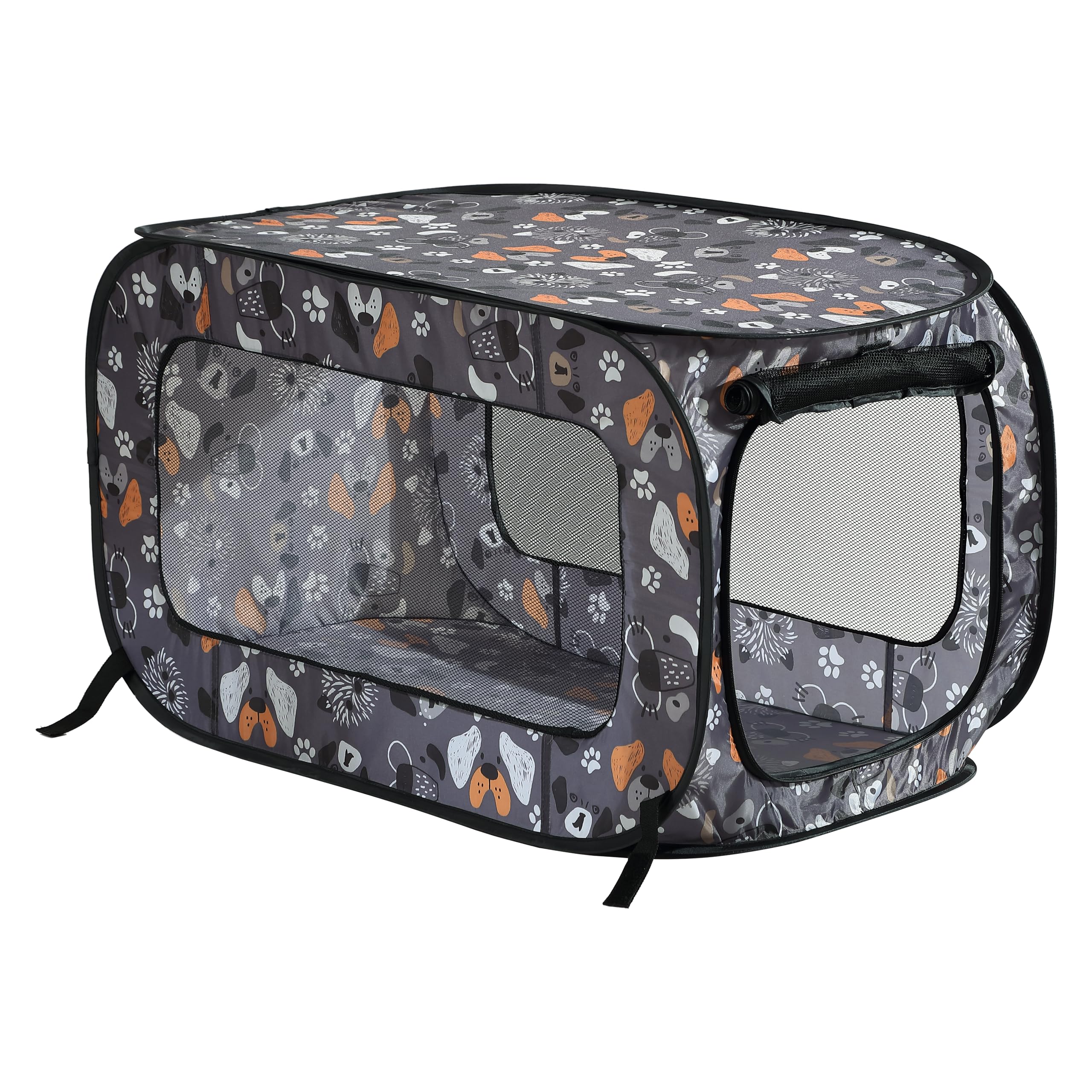 Portable Collapsible Pop Up Kennel, 24" L x 16.6" W x 16" H, Face of Love