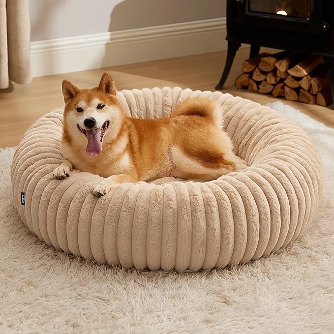 Bedsure ComfyFleece™ Donut Dog Beds Large Sized Dog with Washable Cover