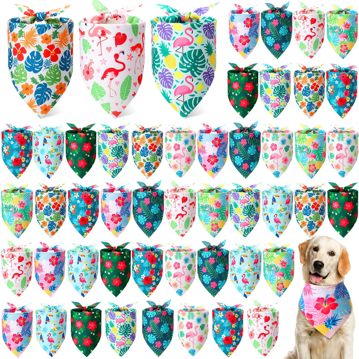 Weewooday 50 Pcs Christmas Red and Green Plaid Dog Bandanas Bulk for Medium
