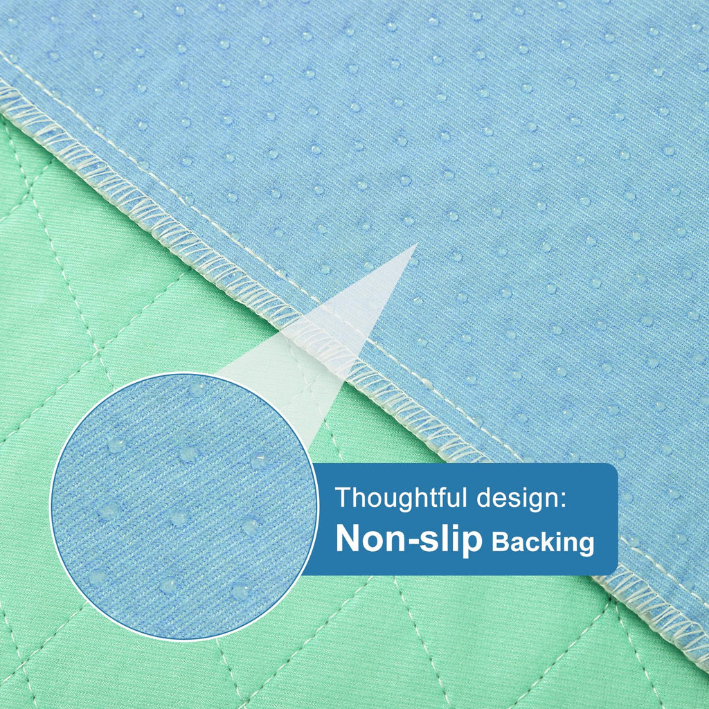 OUTCREATOR® Washable Bed Pads 34" x 56" (Pack of 2), Incontinence Mattress Protector, Anti-Slip Waterproof Underpads for Adults Kids Elderly Pets, Absorbency & Reusable Bedwetting Pads (Solid Green)