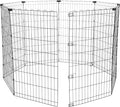 Amazon Basics Foldable Octagonal Metal Exercise Dog Playpen - Indoor/Outdoor, No Door, Large (8 Panels, 24 x 42), Easy to assemble, store, and customize, 42" - Large, Black