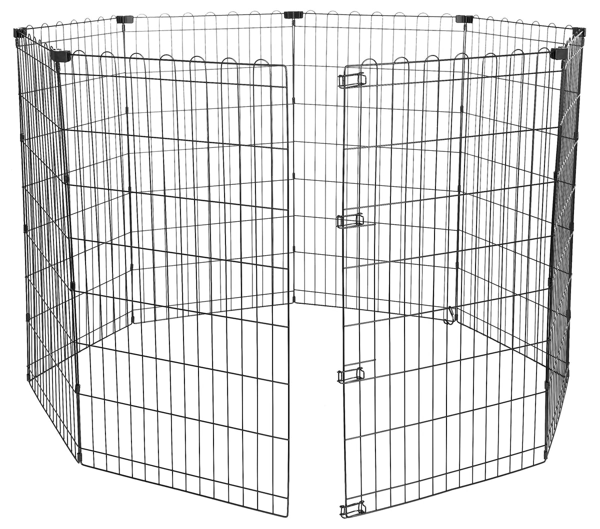 Foldable Octagonal Metal Exercise Dog Playpen, Indoor/Outdoor, No Door, 8 Panels, 24 x 48 Inches, Rust-Resistant, X-Large, Black