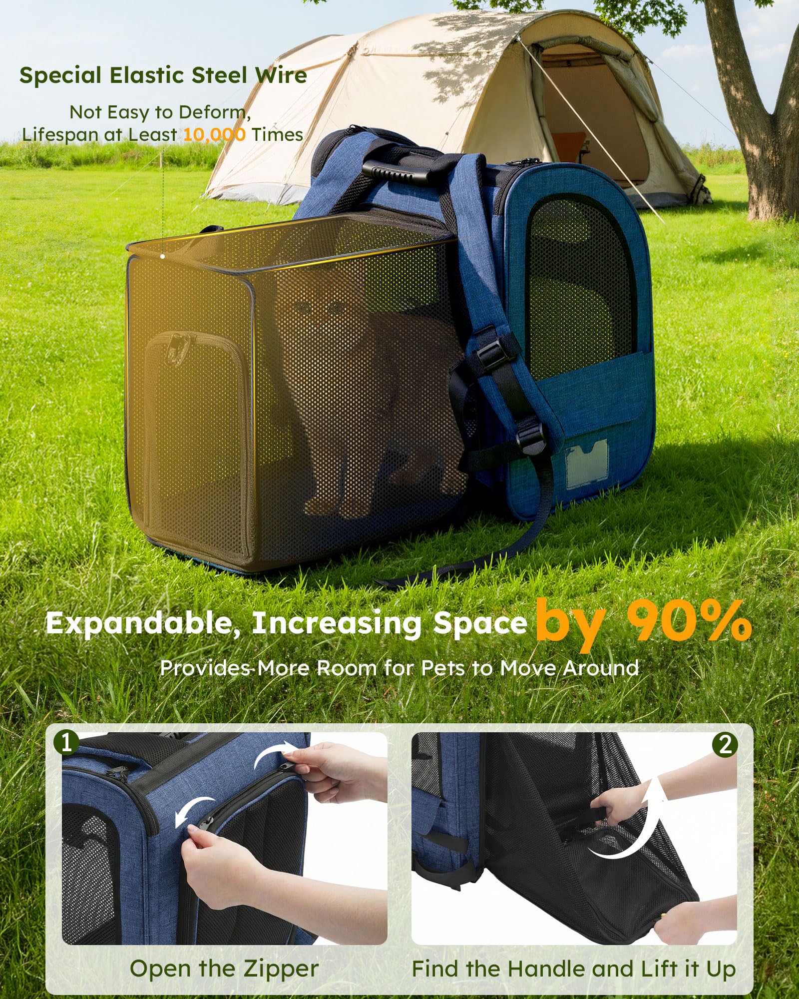 pecute Cat Carrier Backpack Expandable, Cat Backpack with Breathable Window