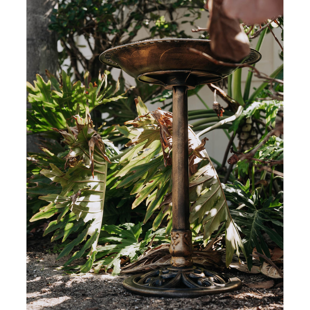 BACKYARD EXPRESSIONS PATIO · HOME · GARDEN 912449-WB Outdoor Garden Bird Bath- Bronze- Weather Resistant Polyresin-30 Inch-Backyard Expressions