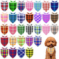 Pai Sence Plaid Dog Bandanas Bulk for Small Dogs Sewn Edges 18" 30 Pack S