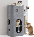Bedsure 3-Level Cat Tree for Indoor Cats with Scratching Post,Grey