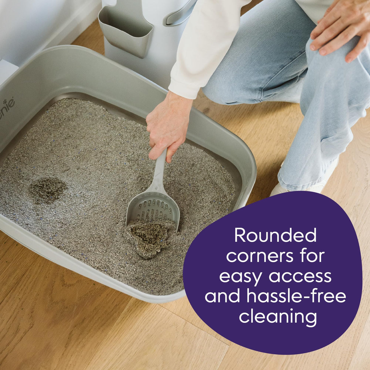 Litter Genie Platinum Stainless Steel Litter Box | Durable, Modern Design, 360° Visibility, Anti-Slip Pads