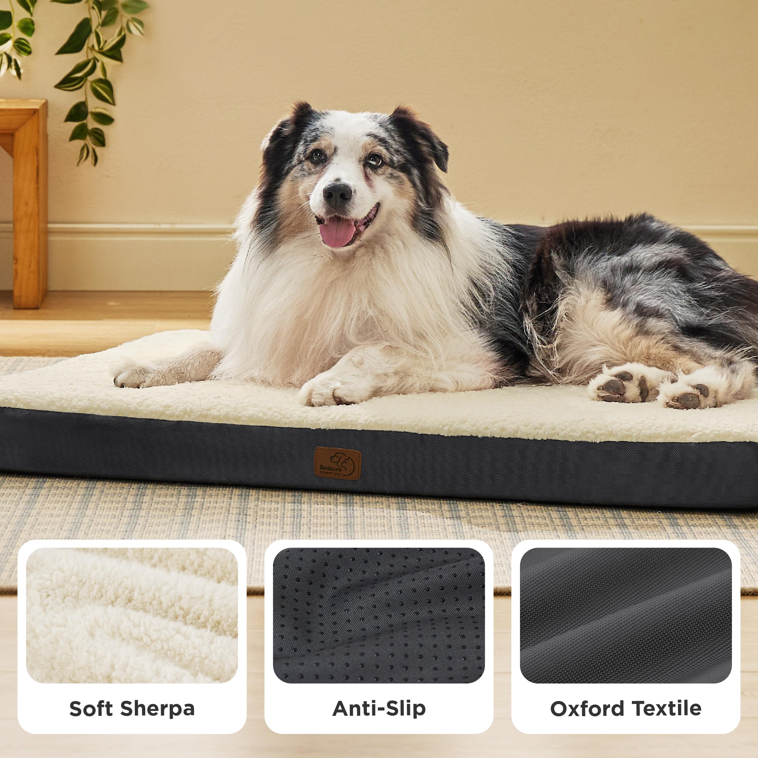 Bedsure XL Dog Bed for Crate, Pet Bed with Washable Cover, 41x29 Inch Grey