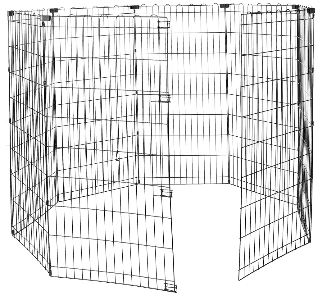 Amazon Basics Foldable Octagonal Metal Exercise Dog Playpen, Indoor/Outdoor, No Door, 8 Panels, 24 x 48 Inches, Rust-Resistant, X-Large, Black