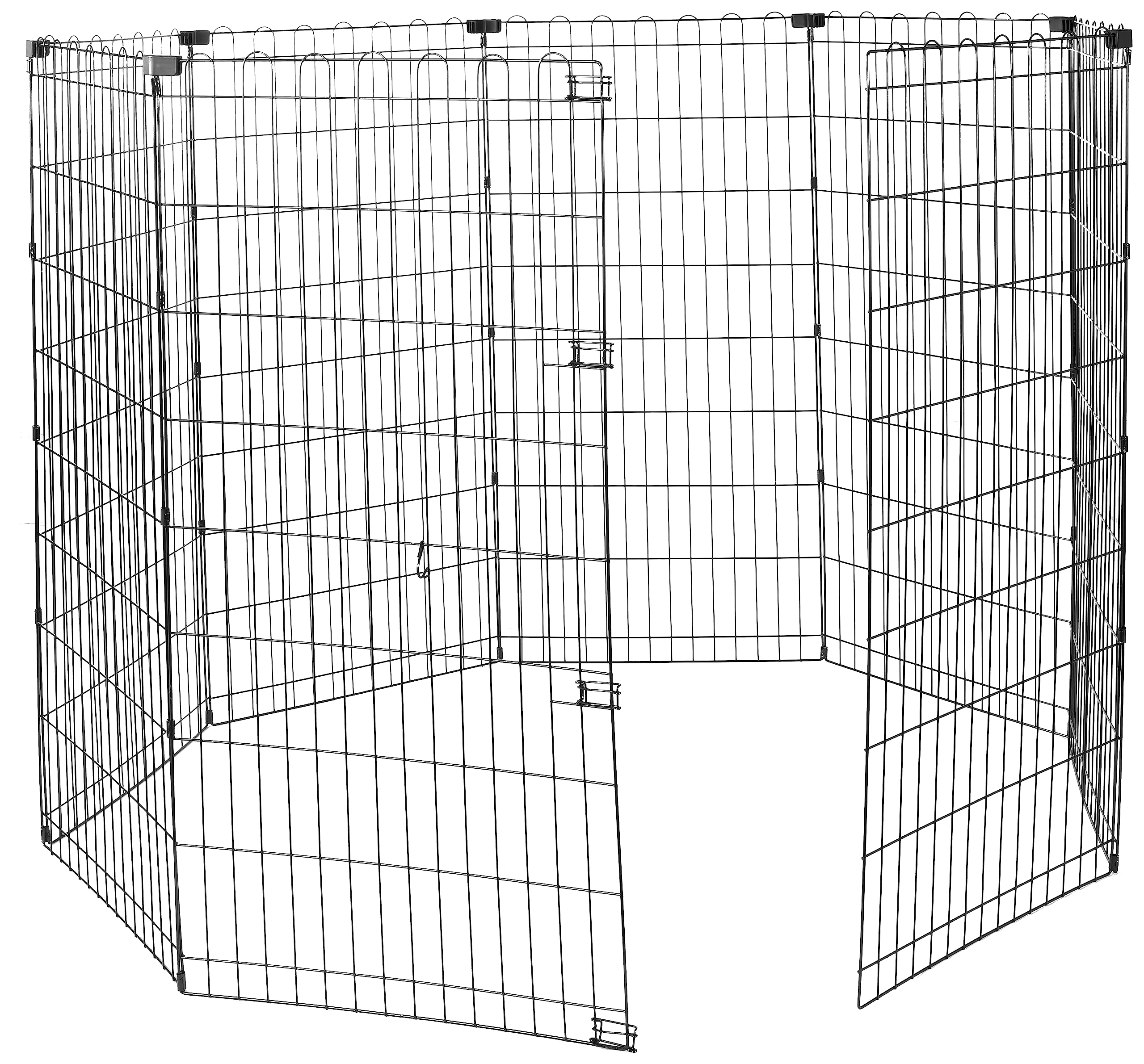 Amazon Basics Foldable Octagonal Metal Exercise Dog Playpen, Indoor/Outdoor, No Door, 8 Panels, 24 x 48 Inches, Rust-Resistant, X-Large, Black