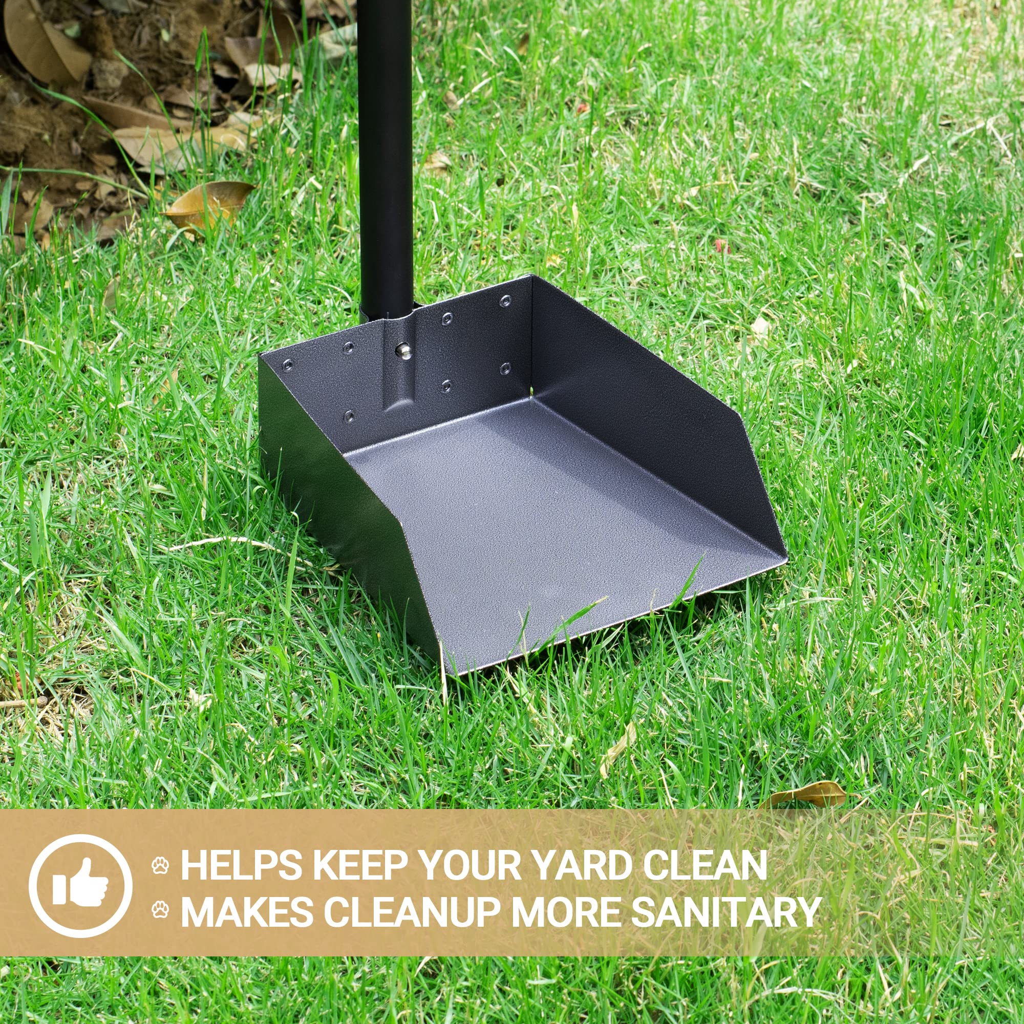 Dog Pooper Scooper, Dog Poop Tray and Rake Set with Long Stainless Handles