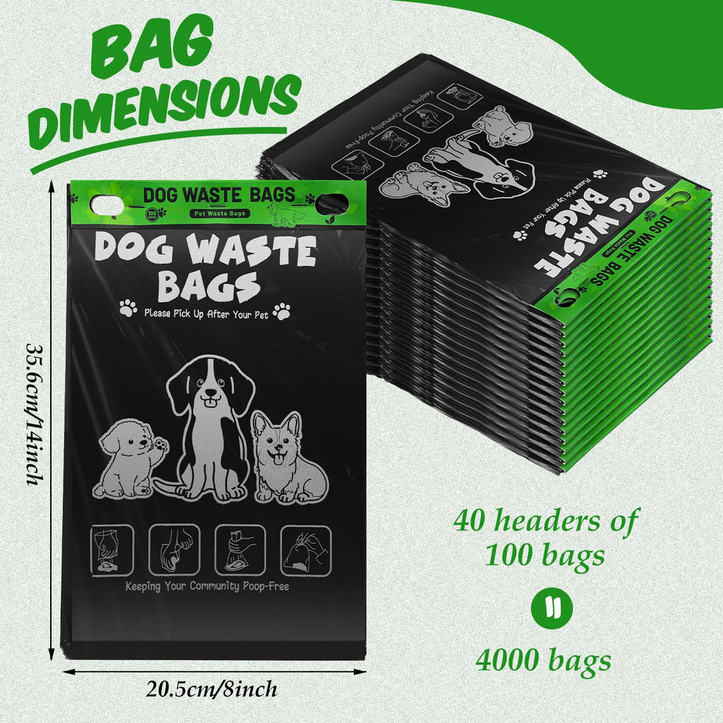 Ireer 40 Count 4000 Pcs Dog Bags Bulk, Cute Pet Waste Bags Bulk Poop Leakproof Easy Single Pull for Dog Waste Station Fit Hang Hole Dispenser Pet Home Outdoor