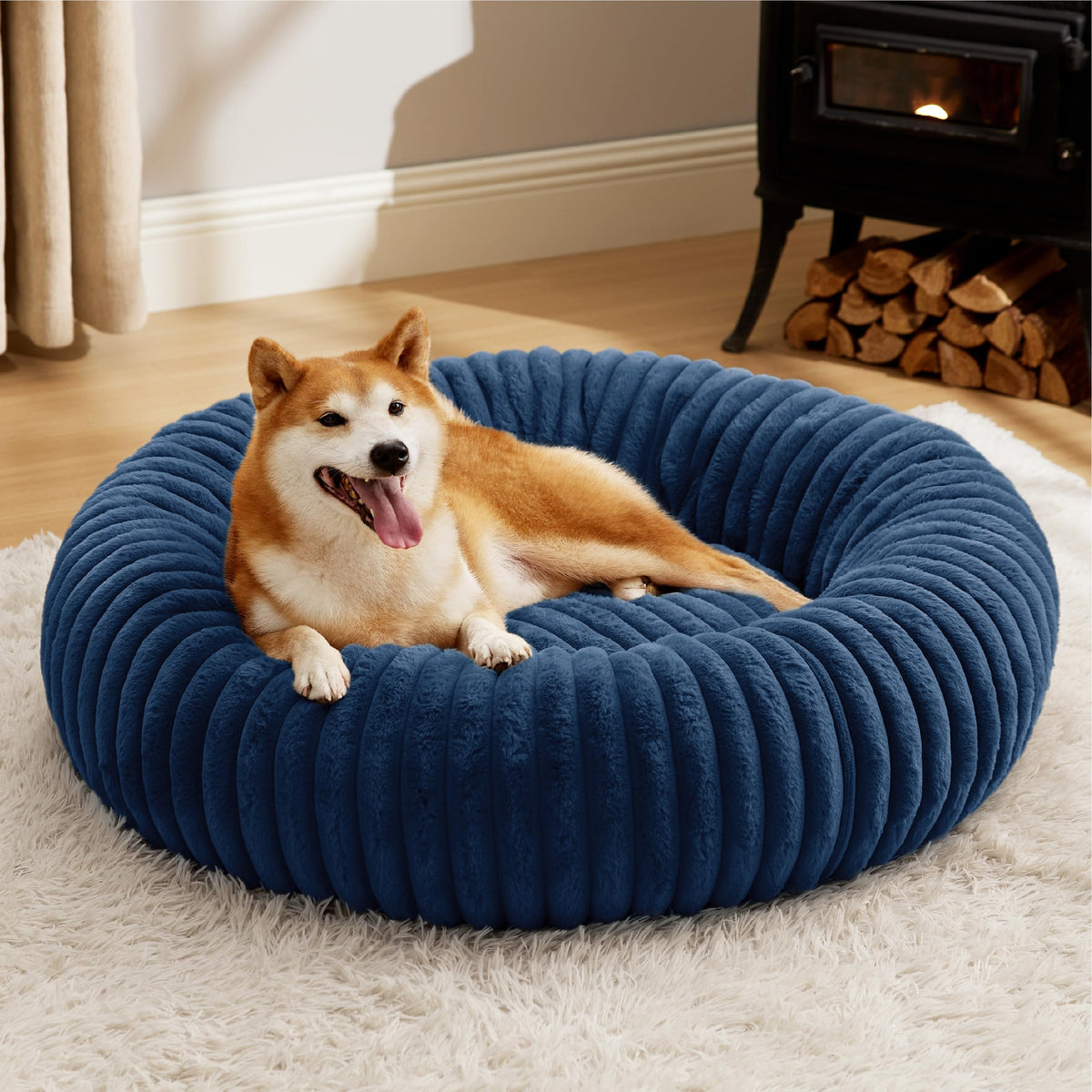 Bedsure ComfyFleece® Donut Dog Beds Large Sized Dog with Washable Cover