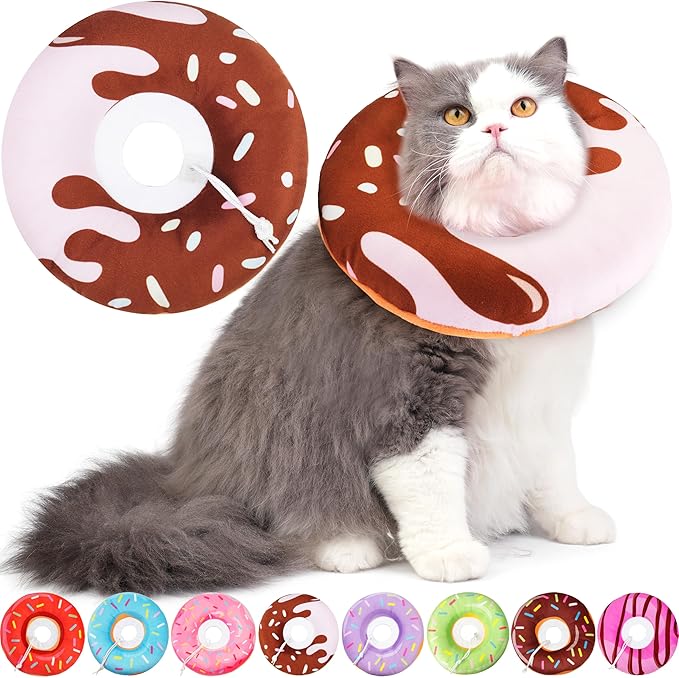 Hpetppy Cat Cone Collar Soft, Cat Recovery Collar for Wound Healing Cute Donut Adjustable Kitten Cones to Stop Licking Comfortable Lightweight Neck Elizabethan Collars for Cats Kittens After Surgery