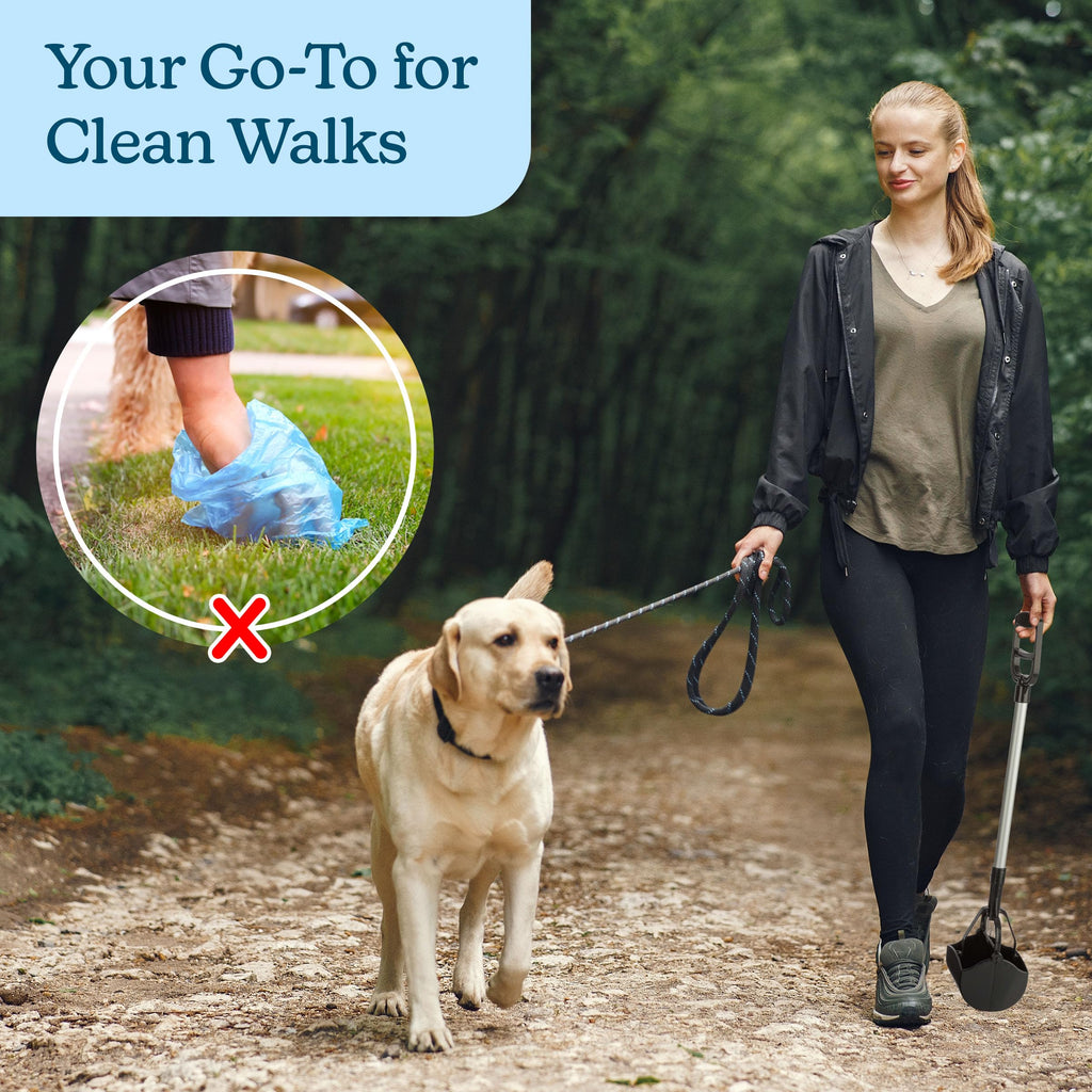 PETMAKER One‑Handed Pet Pooper Scooper for Dogs and Cats, Black, 28”