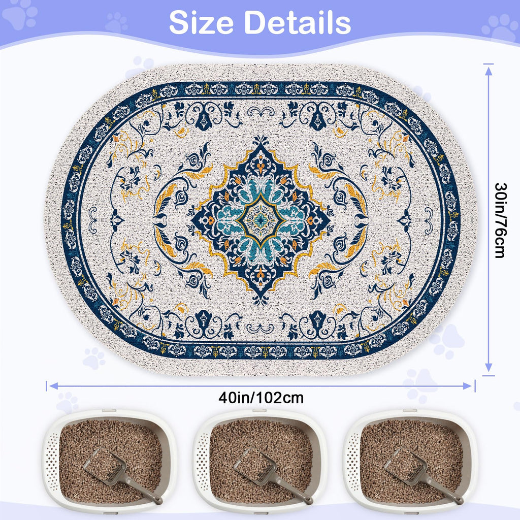 Bienbee Cat Litter Mat, 40" x 30" Dense Trapping Mesh for Litter Boxes