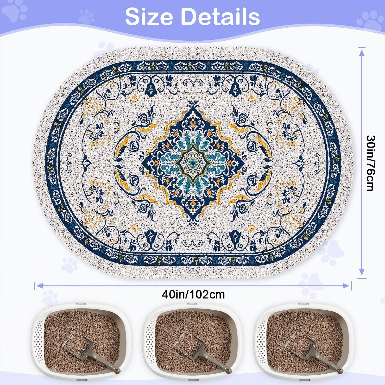 Bienbee Cat Litter Mat, 40" x 30" Dense Trapping Mesh for Litter Boxes