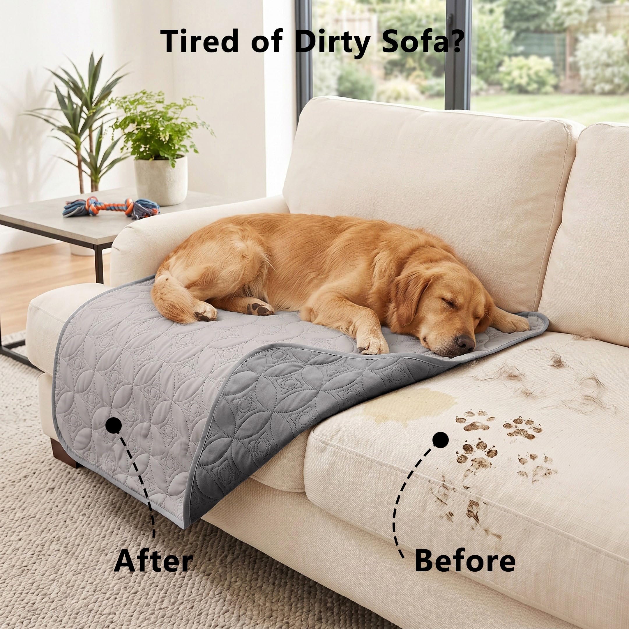 Tuffeel Waterproof Couch Cover for Dogs - Washable Pets Furniture Protector