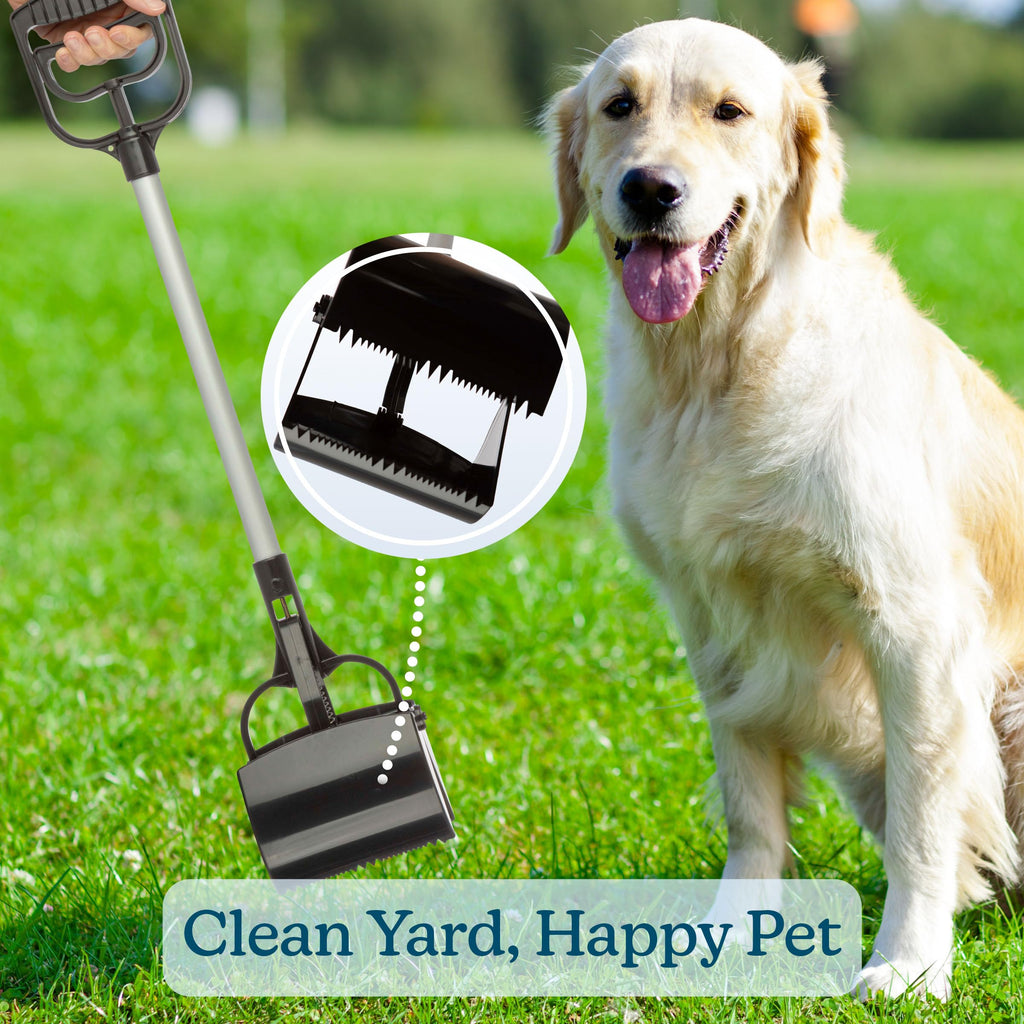 PETMAKER One‑Handed Pet Pooper Scooper for Dogs and Cats, Black, 28”
