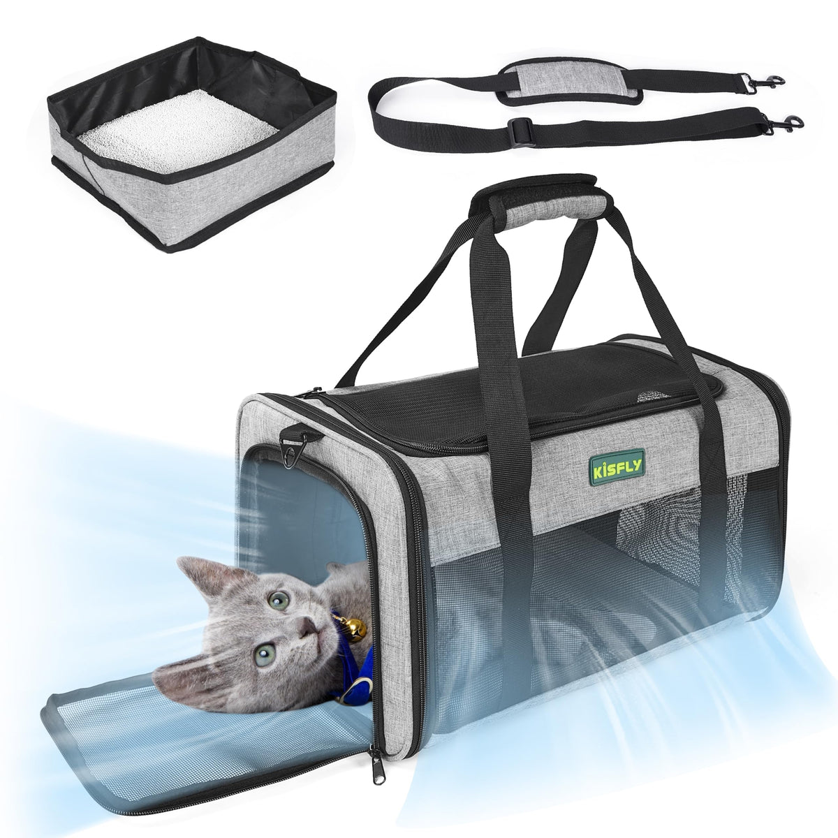 KISFLY Pet Carrier 20"x13"x13", Foldable Soft Travel Bag for Cats & Dogs