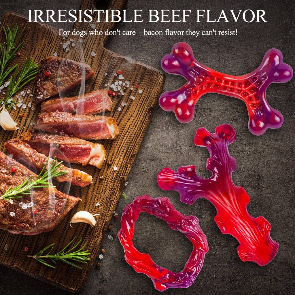 Frienhund 6-Pack Indestructible Dog Toys for Large Breed: Dog Toys for Aggressive Chewers, Nylon Dog Chew Bones for Large Dogs, Dog, Irresistible Beef Flavor
