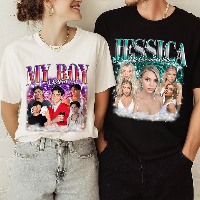Tehg & Tuhg Custom T Shirts with Picture, Vintage Bootleg Rap Tee, Boyfriend Girlfriend, Unique Gift for Birthday Anniversary