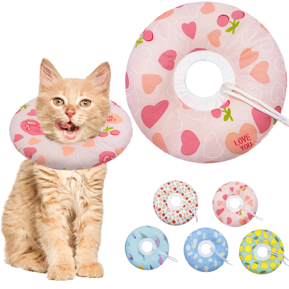 Seyezo Cat Cone Collar Soft, Adjustable Cat Recovery Cone, Orange, Small