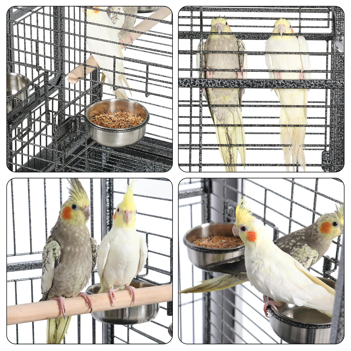 Yaheetech Extra Large Bird Cage 63'' Open Play Top Bird Cage for African Grey Parrots/Amazon Parrot/Caiques/Macaw with 360° Wheels