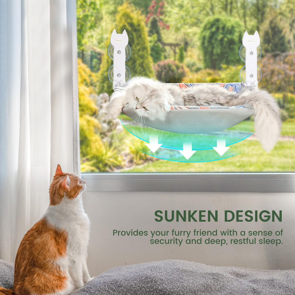 HiPetpy 2-Pack Cat Window Perch, Cordless Foldable Cat Hammock