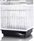 Tamu style Bird Cage Seed Catcher, Large, Stretchy Form Fitting Mesh Skirt Cover for Parrot Enclosures, Light and Breathable Fabric, Prevent Scatter and Mess, Reusable, Adjustable, Lightweight, White