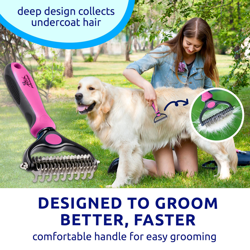 Pat Your Pet Deshedding Dog Brush For Shedding – Cat Brushes For Indoor Cats, Double-Sided Cat Brush Deshedding & Grooming Tool For Long Haired And Short Haired Dogs, Skin-Friendly