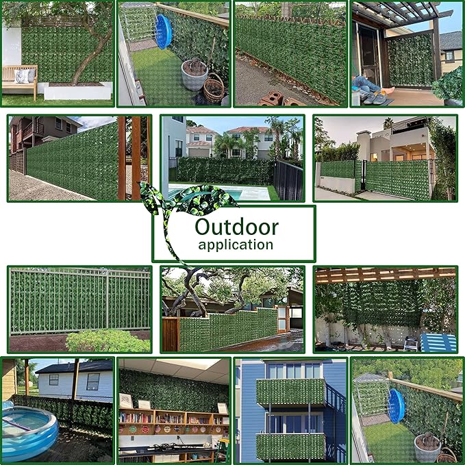 Artificial Fence Privacy Screen: 5FT x 50FT UV-Anti Faux Greenery Backdrop Ivy Chain Link Shades Panels for Patio, Balcony, Garden,Deck,Backyard Indoor Outdoor Green Wall Decor