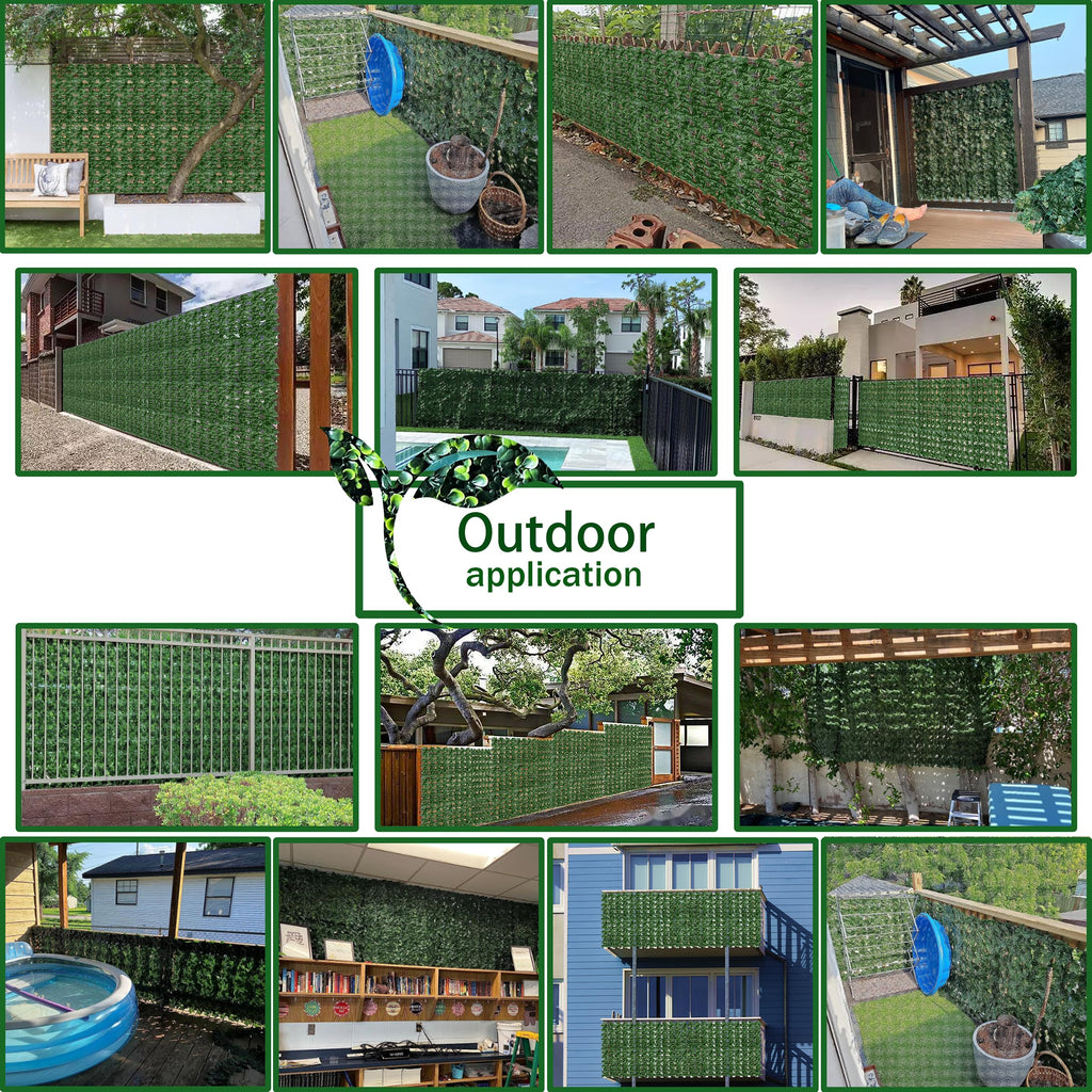 ODTORY Artificial Ivy Privacy Screen Fence Panel, Green 72 X 144 in