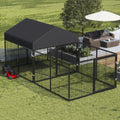 Petony Outdoor Dog Kennel with Dog Fence for Medium/Small Dogs Anti-Rust Coating Cage with Roof All Weather Resistant Dog House with Double Locks