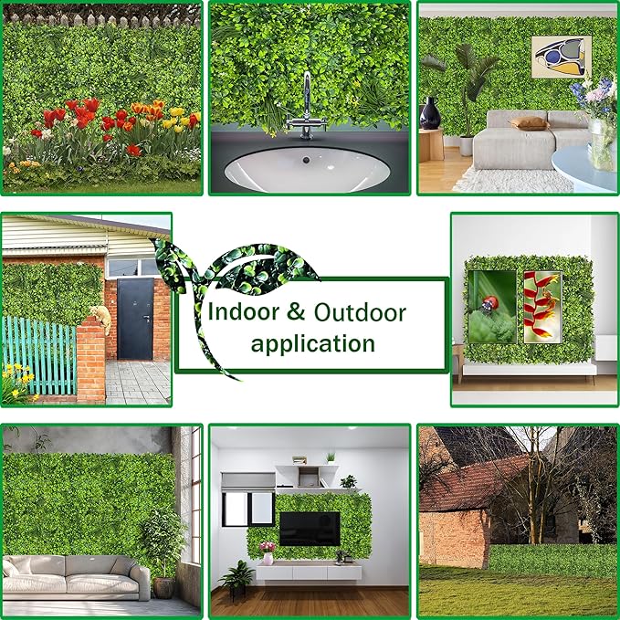 Artificial Plant Wall Roll: 60 X 120 in (50 sqft) UV-Anti Ivy Privacy Fence Screen Faux Greenery Panels Backdrop Boxwood Ivy Vine Leaf Hedge for Indoor Outdoor Green Decor