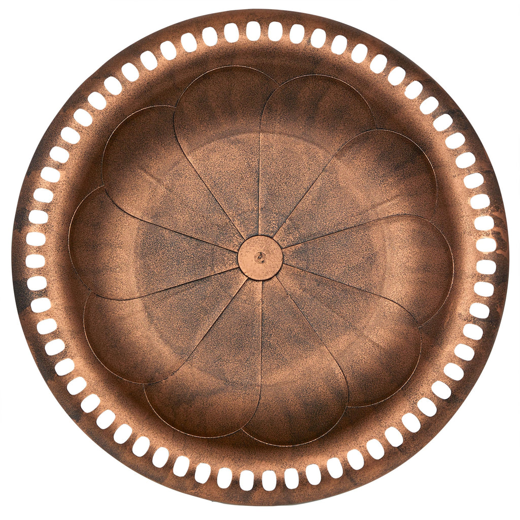Alpine Corporation | 28" Bronze Outdoor Pedestal Birdbath with Scrollwork Base and Ground Stakes — Elegant Garden Décor, Durable Weather-Resistant Design for Lawn, Patio, or Yard